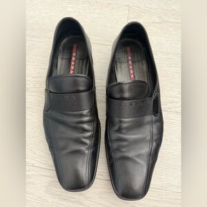 prada black leather loafers mens Size 11